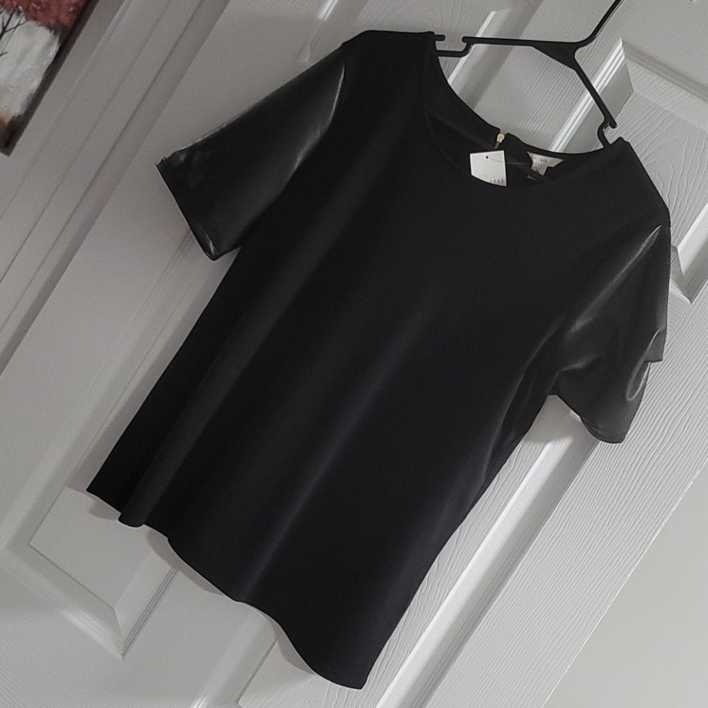 Leather Sleeved Top